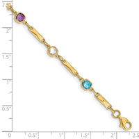14K Multi Gemstone Fancy Link Bracelet-Y12739RB
