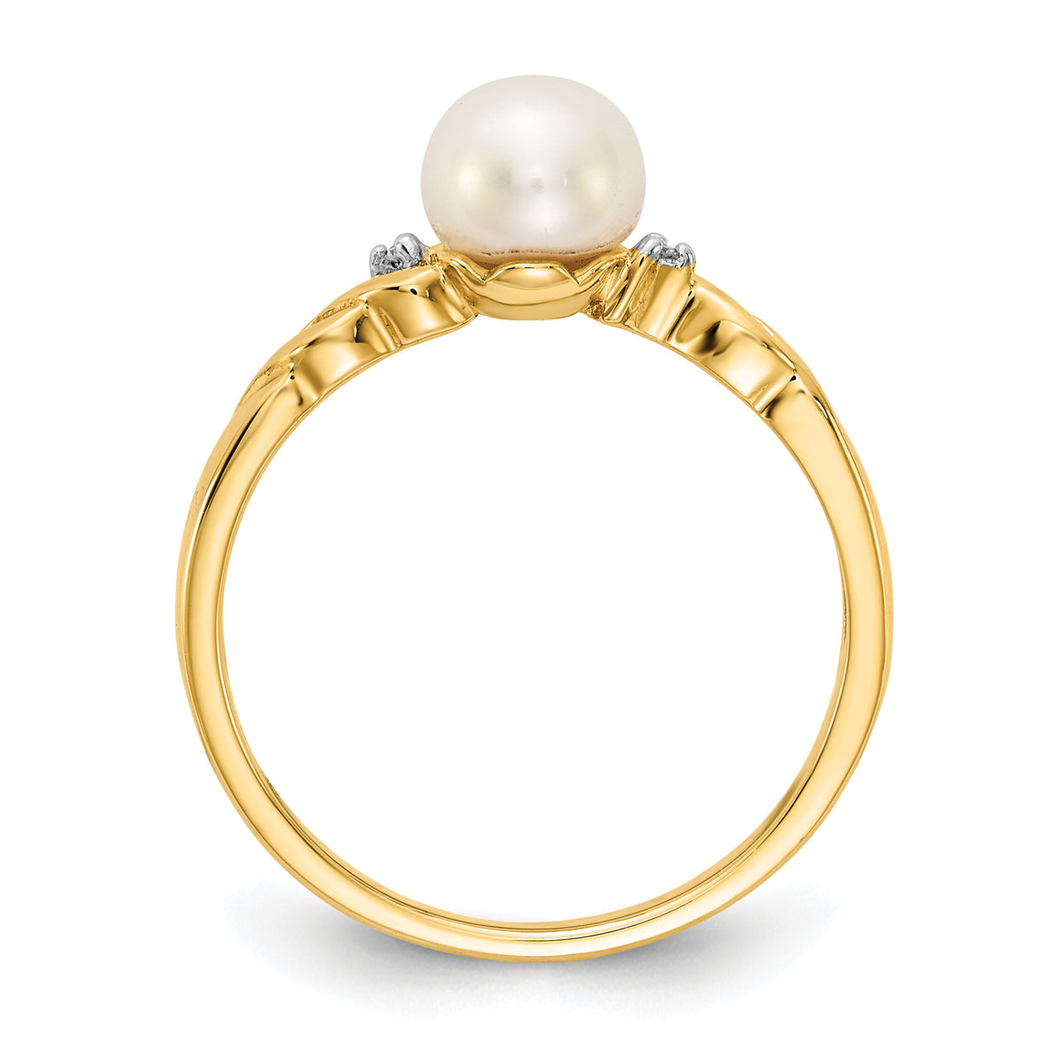 14k FW Cultured Pearl and Diamond Twist Ring-Y13009PL/AA