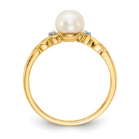 14k FW Cultured Pearl and Diamond Twist Ring-Y13009PL/AA