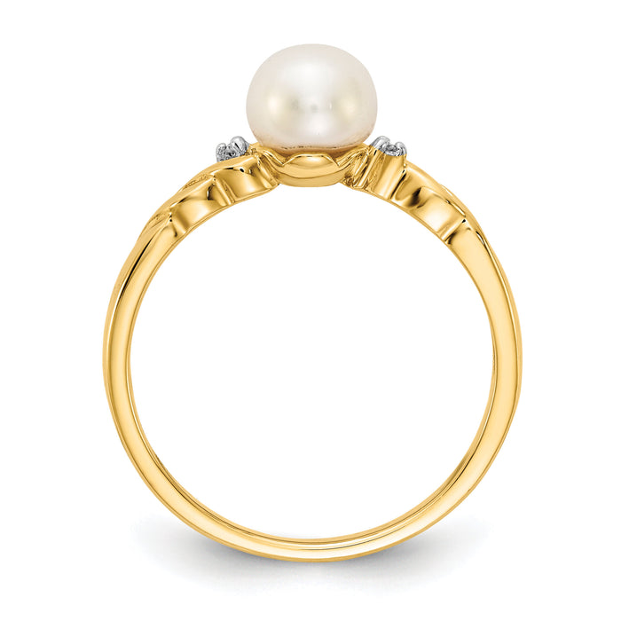14k FW Cultured Pearl and Diamond Twist Ring-Y13009PL/AA