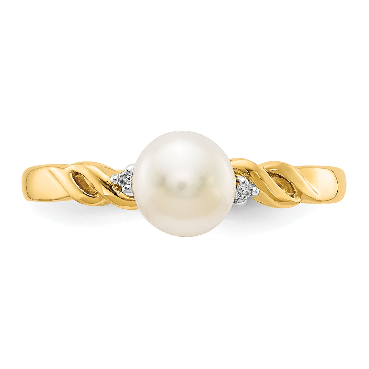 14k FW Cultured Pearl and Diamond Twist Ring-Y13009PL/AA