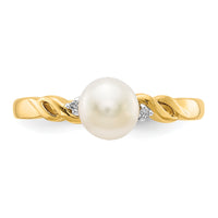 14k FW Cultured Pearl and Diamond Twist Ring-Y13009PL/AA