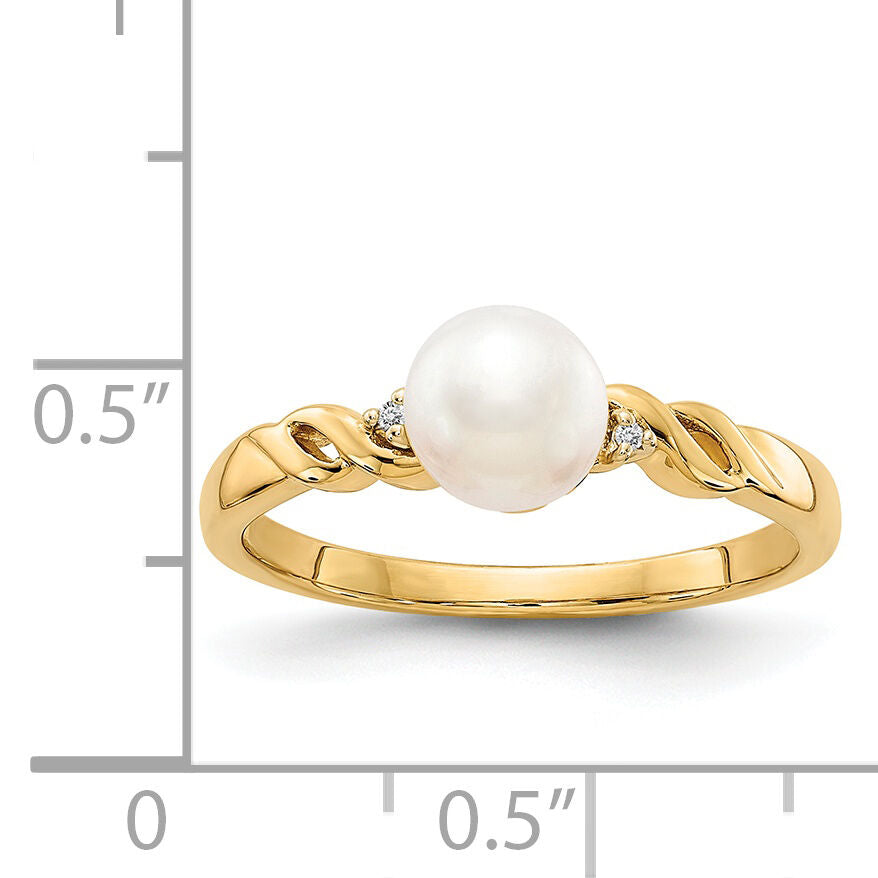 14k FW Cultured Pearl and Diamond Twist Ring-Y13009PL/AA