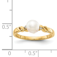 14k FW Cultured Pearl and Diamond Twist Ring-Y13009PL/AA