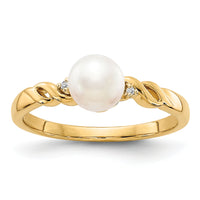 14k FW Cultured Pearl and Diamond Twist Ring-Y13009PL/AA