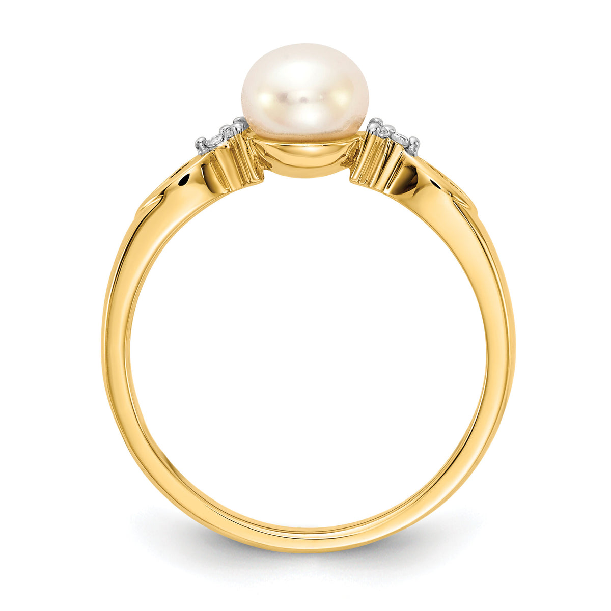 14k FW Cultured Pearl and Diamond Ring-Y13010PL/AA