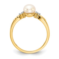 14k FW Cultured Pearl and Diamond Ring-Y13010PL/AA