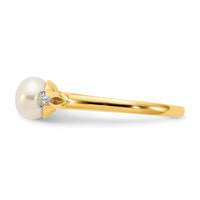 14k FW Cultured Pearl and Diamond Ring-Y13010PL/AA