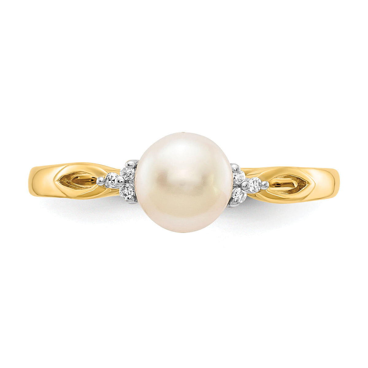 14k FW Cultured Pearl and Diamond Ring-Y13010PL/AA