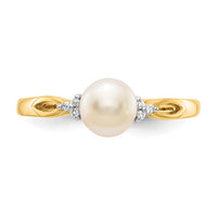 14k FW Cultured Pearl and Diamond Ring-Y13010PL/AA