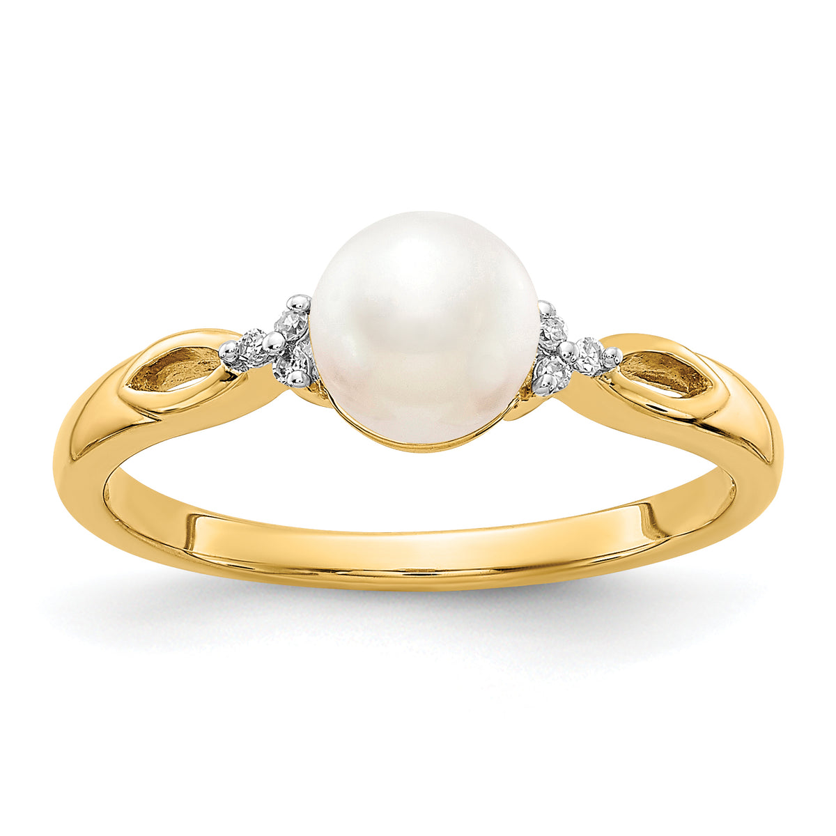 14k FW Cultured Pearl and Diamond Ring-Y13010PL/AA