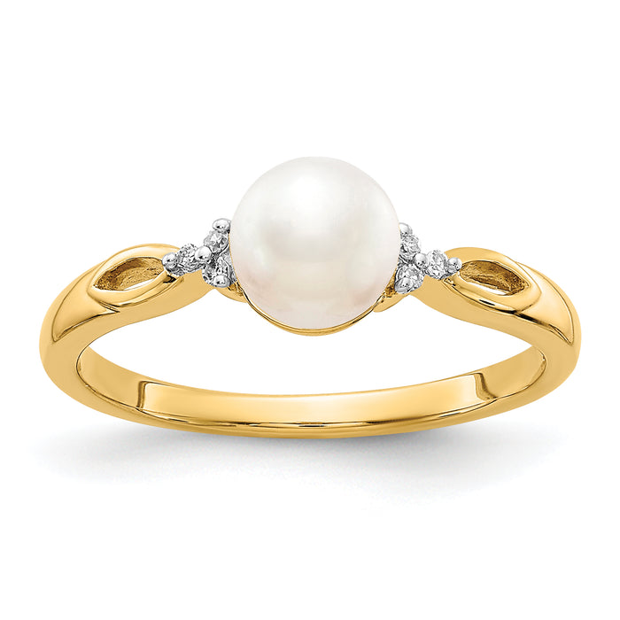 14k FW Cultured Pearl and Diamond Ring-Y13010PL/AA