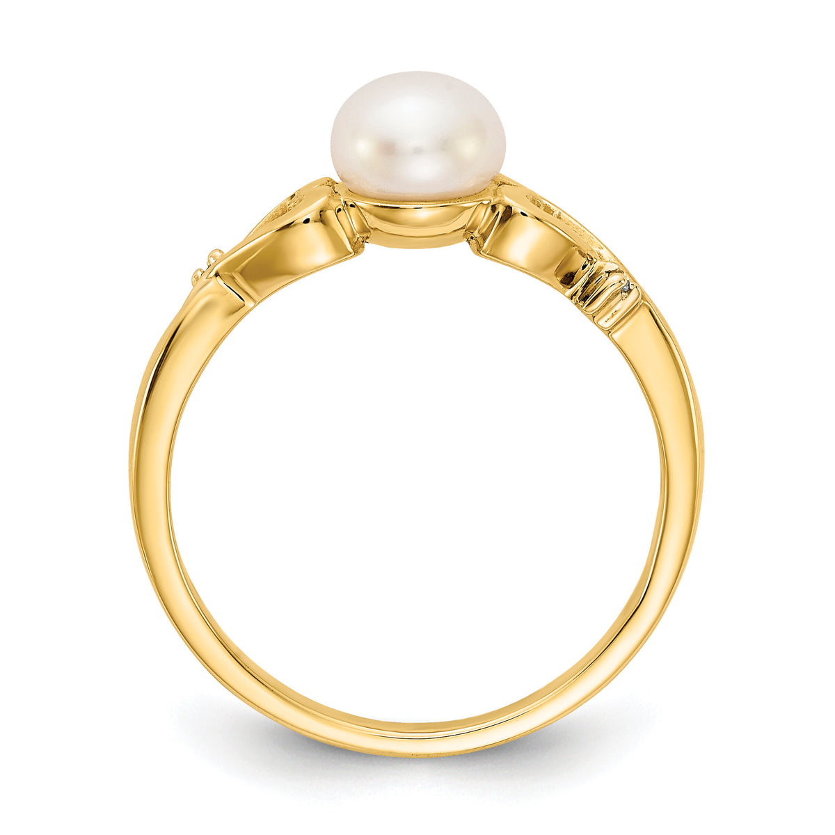 14k Diamond and Freshwater Cultured Pearl Heart Ring-Y13789/PL