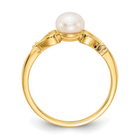 14k Diamond and Freshwater Cultured Pearl Heart Ring-Y13789/PL