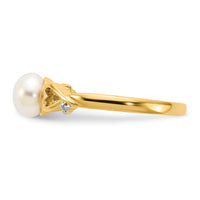 14k Diamond and Freshwater Cultured Pearl Heart Ring-Y13789/PL