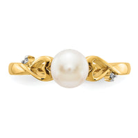 14k Diamond and Freshwater Cultured Pearl Heart Ring-Y13789/PL