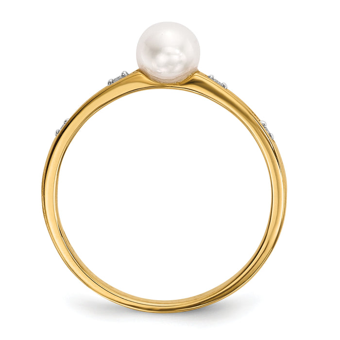 14k Freshwater Cultured Pearl and Diamond Ring-Y13791/PL