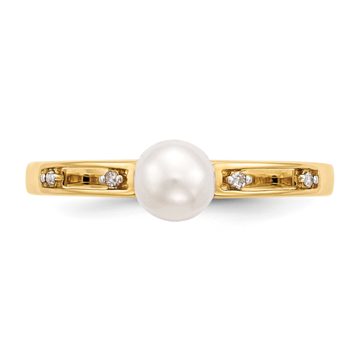 14k Freshwater Cultured Pearl and Diamond Ring-Y13791/PL