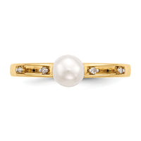 14k Freshwater Cultured Pearl and Diamond Ring-Y13791/PL