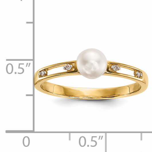 14k Freshwater Cultured Pearl and Diamond Ring-Y13791/PL
