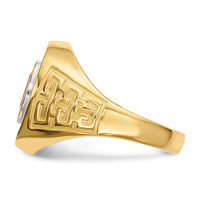 14k w/ Rhodium CZ & Oval Red CZ Mens Ring-Y13804