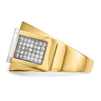 14k w/ Rhodium CZ & Emerald-cut Blue CZ Mens Ring-Y13807