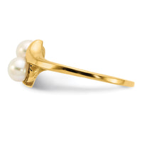14K 4-5mm White Button Freshwater Cultured 2 Pearl Ring-Y13940PL
