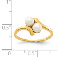 14K 4-5mm White Button Freshwater Cultured 2 Pearl Ring-Y13940PL