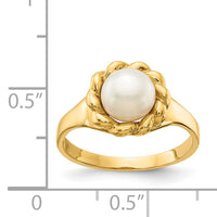 14K 6-7mm White Button Freshwater Cultured Pearl Ring-Y13941PL