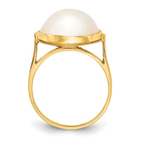 14k 13-14mm White Akoya Mabe Saltwater Cultured Pearl Ring-Y13943PL