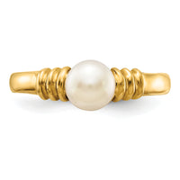 14K 5-6mm White Button Freshwater Cultured Pearl Ring-Y13944PL