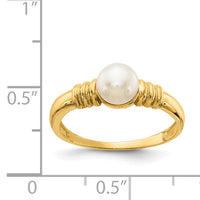 14K 5-6mm White Button Freshwater Cultured Pearl Ring-Y13944PL