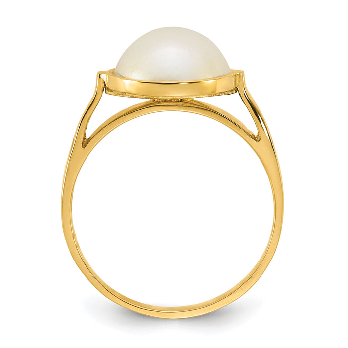 14k Polished 10-11mm Saltwater Cultured Mabe Pearl Ring-Y13953PL