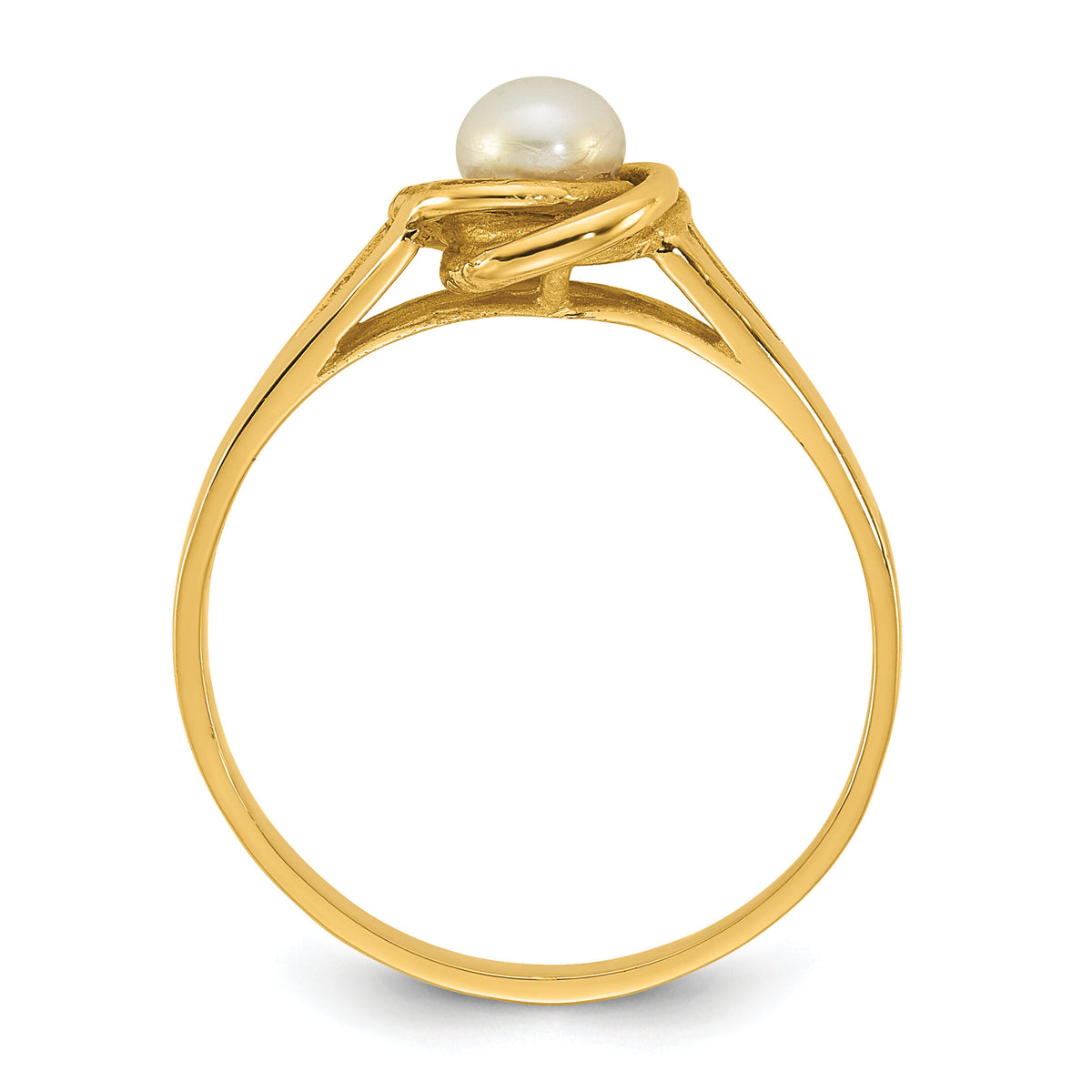 14k Polished 4-5mm Button White Freshwater Cultured Pearl Ring-Y13954PL