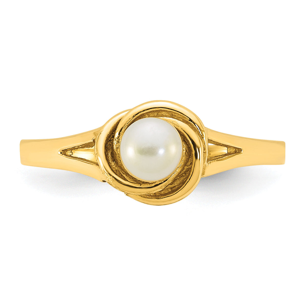 14k Polished 4-5mm Button White Freshwater Cultured Pearl Ring-Y13954PL