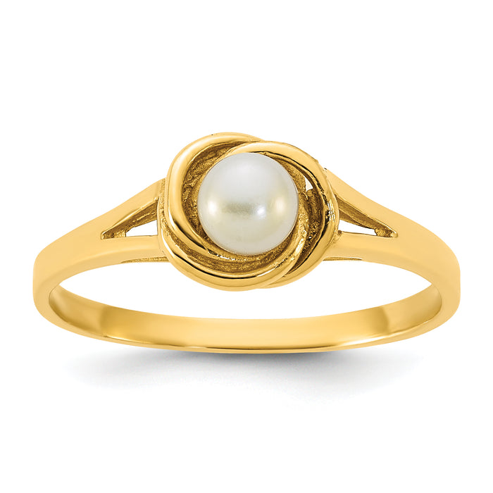 14k Polished 4-5mm Button White Freshwater Cultured Pearl Ring-Y13954PL