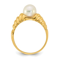 14k Polished 6-7mm Round White Freshwater Cultured Pearl Ring-Y13956PL