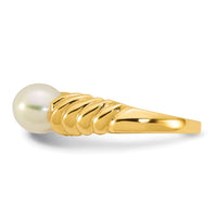14k Polished 6-7mm Round White Freshwater Cultured Pearl Ring-Y13956PL