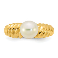 14k Polished 6-7mm Round White Freshwater Cultured Pearl Ring-Y13956PL