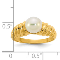14k Polished 6-7mm Round White Freshwater Cultured Pearl Ring-Y13956PL