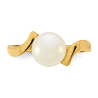 14k Polished 7-8mm Button White FWC Pearl Square Ring-Y13957PL