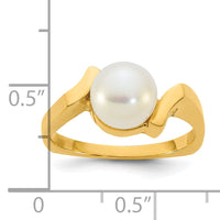 14k Polished 7-8mm Button White FWC Pearl Square Ring-Y13957PL