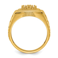 14k Ridged-Sides Circular Top Mens Diamond Ring Mounting-Y1517