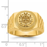 14k Ridged-Sides Circular Top Mens Diamond Ring Mounting-Y1517
