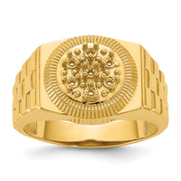 14k Ridged-Sides Circular Top Mens Diamond Ring Mounting-Y1517