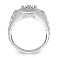 14k White Gold Ridged-Side Circular Top Mens Diamond Ring Mounting-Y1518