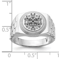14k White Gold Ridged-Side Circular Top Mens Diamond Ring Mounting-Y1518