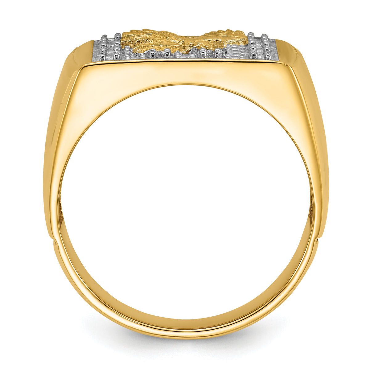 14k Squared Top with Eagle in Center Mens Diamond Ring Mounting-Y1565