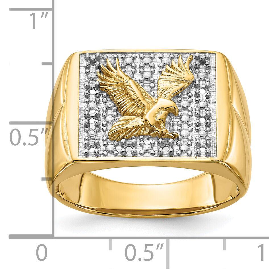 14k Squared Top with Eagle in Center Mens Diamond Ring Mounting-Y1565