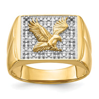 14k Squared Top with Eagle in Center Mens Diamond Ring Mounting-Y1565
